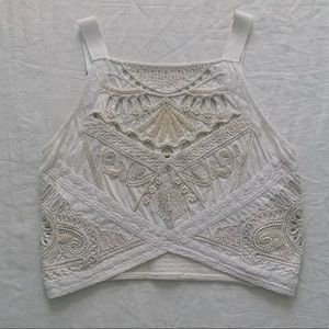 Free People Beaded Embellished Crop Tank Top Sz L